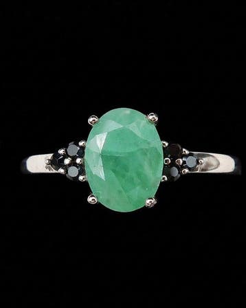 Smaragd - Zilver, L’Émeraude Impériale – Ring in Zilver en