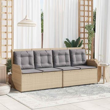 vidaXL Tuinbank Beige poly rattan, Verzenden, Nieuw, Rotan
