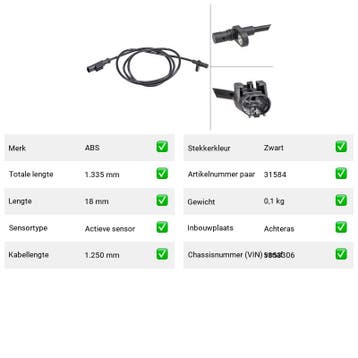 ABS-sensor Iveco Daily 26L11, 29L11, 29S11, 35C11D, 35S11, 4, Verzenden, Nieuw