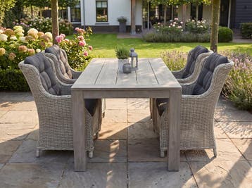 Cancun-Darwin Tuinset 4 Personen - Acacia / Light Kobo Grey, Verzenden, Nieuw