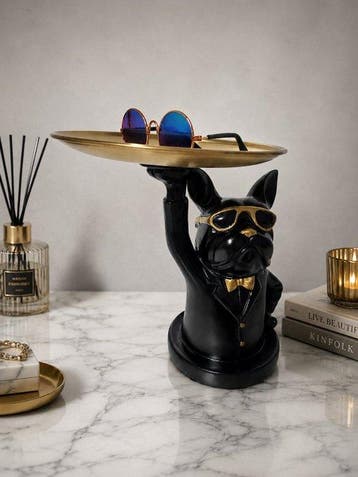 Beeld, bulldog cool sculptuur - 21 cm - polyresin