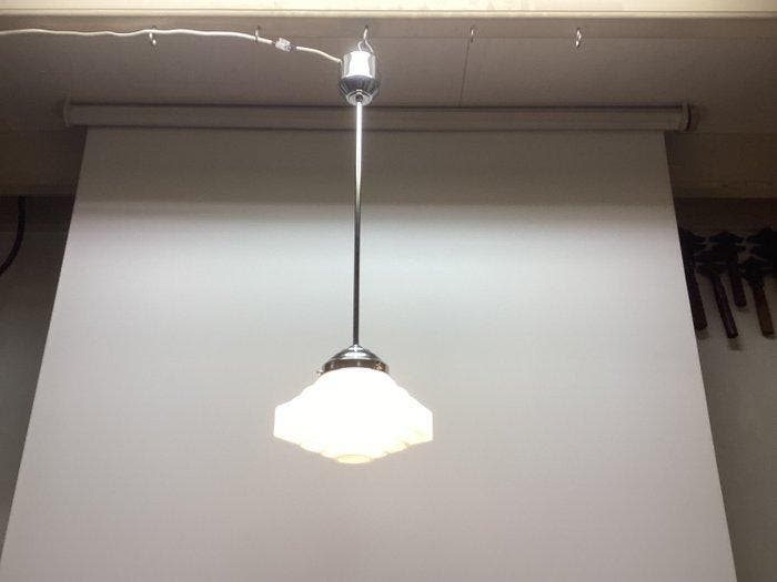 Schoollamp stijl Gispen - Lamp - Gispen - Melkglas - Vintage, Antiek en Kunst, Antiek | Lampen