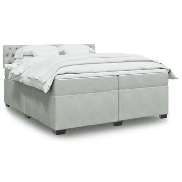 vidaXL Boxspring met matras fluweel lichtgrijs 200x200 cm, Verzenden, Overige maten, 200 cm, Nieuw
