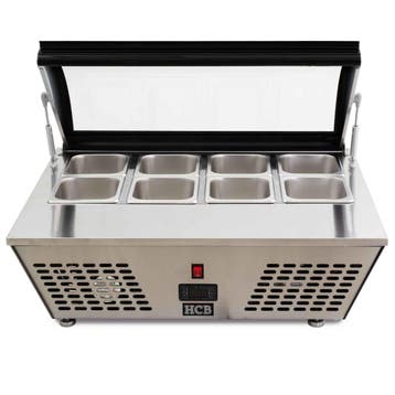 HCB Opzet koelvitrine - 8 x 1/6 GN - 67 liter - 230V - RVS, Verzenden, Nieuw in verpakking