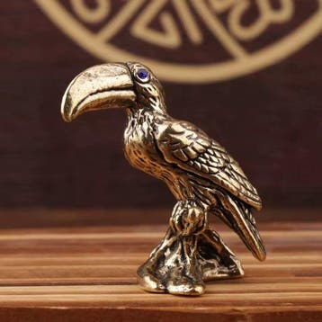sculptuur, Elegant Brass Parrot Figurine – Charming Bird