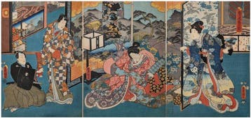 KUNISADA • Genji-e • Wierook verwarmen in de slaapkamer •