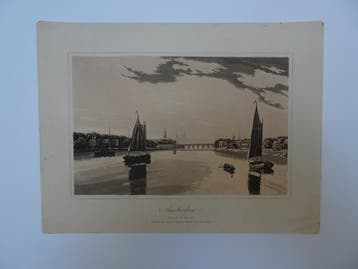 Zeer zeldzame aquatint Amsterdam met schepen John Carr 1807, 1800 - 1899, Verzenden, Origineel, Overige technieken