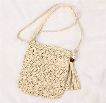 Leuke zomers rieten cross body tasje in BEIGE kleur -, Nieuw