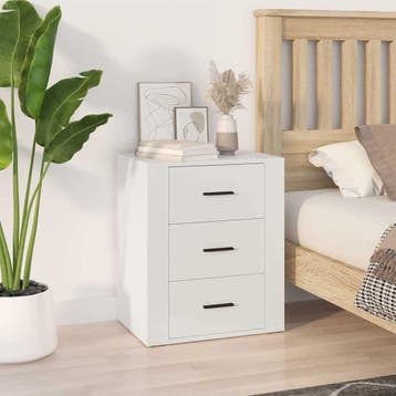 vidaXL Nachtkastje 50x36x60 cm bewerkt hout wit, Minder dan 45 cm, Verzenden, Nieuw, 55 tot 70 cm