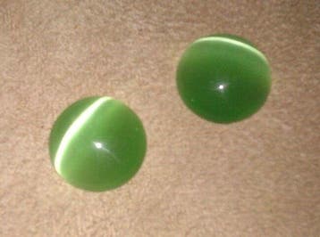4x  Plaksteen glas cate-eye rond groen 12 mm, Ophalen of Verzenden, Nieuw, Overige typen