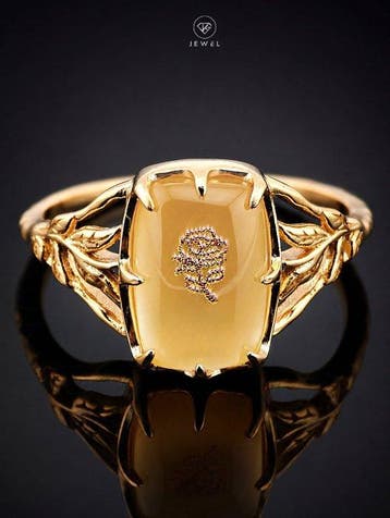 Kussenvormige citrienring - 925 sterlingzilver -, Antiek en Kunst