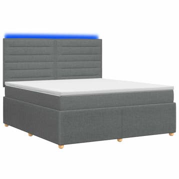vidaXL LED Boxspring Bed met Matras Donkergrijs 140 x 200 cm, Verzenden, Nieuw, Stof