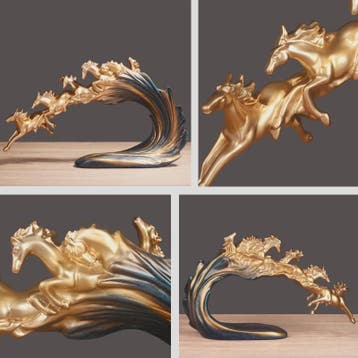 Luxe Gouden Paarden Sculptuur - Resin Kunst & Ambacht Decora, Verzenden, Nieuw in verpakking