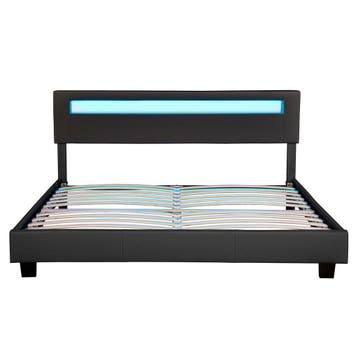 Gestoffeerd bed Paris - 180 x 200 cm - Zwart - LED Verlichti, Verzenden, Nieuw