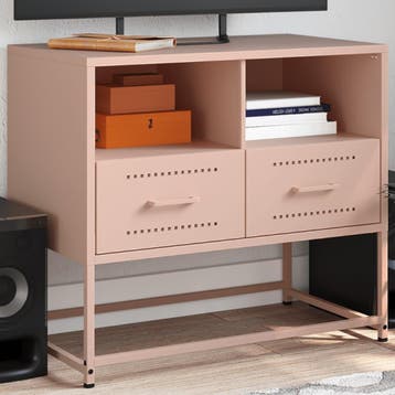 vidaXL Tv-meubel 68x39x60,5 cm staal roze, Verzenden, Nieuw, Metaal