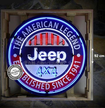 Jeep 4X4 Neon Verlichting XL in Metalen Bak 92 cm, Gebruikt