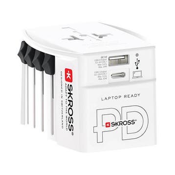 Universele reisstekker met USB | Skross | AC30PD | Wereld, Verzenden, Nieuw