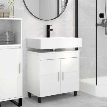 vidaXL Badkamer Waskom Hoogglans Wit 60 x 35 x 60 cm Bewerkt, Verzenden, Nieuw