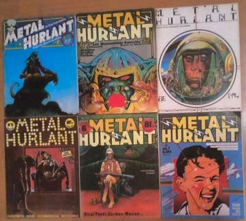 Metal Hurlant N°1 + N°2 + N°4 au N°7 - 6 Magazines - Eerste, Nieuw