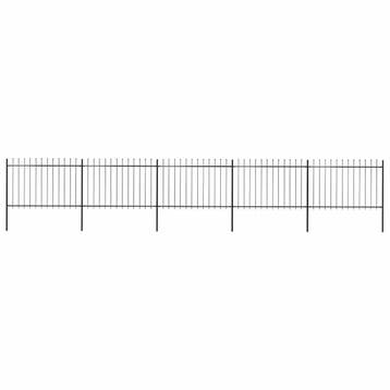 vidaXL Tuinhek met speerpunt staal 838x120 cm zwart, Verzenden, Nieuw, IJzer, 1 tot 2 meter