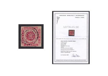 Deens-West-Indië 1855/72 - Wapen 3c Carmine - Certificaat, Gestempeld