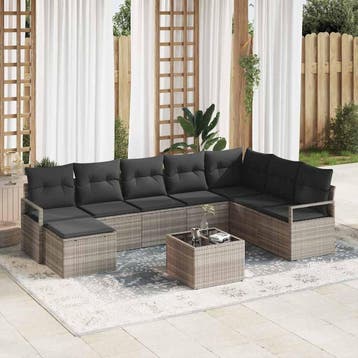 vidaXL Bankstel 8 st Lichtgrijs poly rattan, Verzenden, Nieuw, Rotan, 8 zitplaatsen