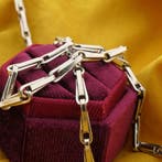 Zilveren fantasieschakel ketting, Sieraden, Tassen en Uiterlijk, Kettingen, Ophalen of Verzenden, Gebruikt, Overige kleuren, Zilver