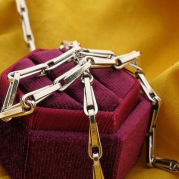 Zilveren fantasieschakel ketting, Sieraden, Tassen en Uiterlijk, Kettingen, Ophalen of Verzenden, Gebruikt, Zilver, Zilver