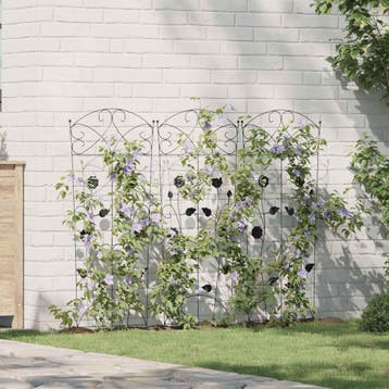 vidaXL Tuinhek 3 st Zwart 110,5 x 42,5 cm Staal, Tuin en Terras, Verzenden, Nieuw