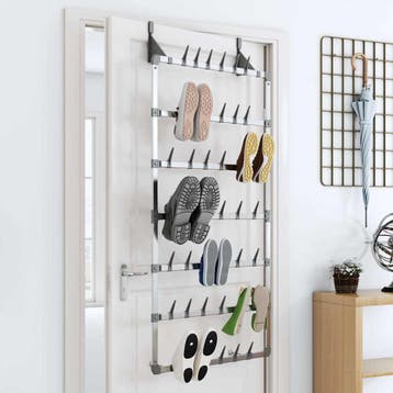 vidaXL Schoenenrek hangend 66x13x139 cm zilverkleurig, Verzenden, Nieuw