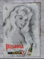 Tinplaat  Brigitte Bardot  Pilsania Brouwerij Pélican