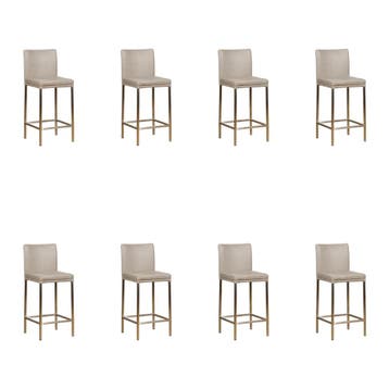 Set van 8 Leren barkrukken Break laag - Vintage Lightgrey, Huis en Inrichting, Barkrukken, Ophalen of Verzenden, Nieuw, Leer