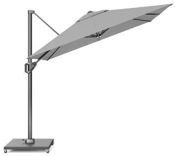 Voyager T1 zweefparasol 250x250 cm lichtgrijs met 90KG voet, Tuin en Terras, Parasols, Ophalen of Verzenden, Nieuw