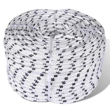 vidaXL Boottouw gevlochten 10 mm 250 m polyester wit, Verzenden, Nieuw