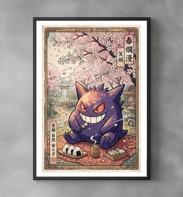 Sato Hageshi - The Joy of Hanami - Gengar Pokemon - Signed, Nieuw