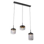 Design hanglamp zwart met goud en smoke glas 3-lichts - Kyan, Huis en Inrichting, Verzenden, Nieuw, Glas, Design