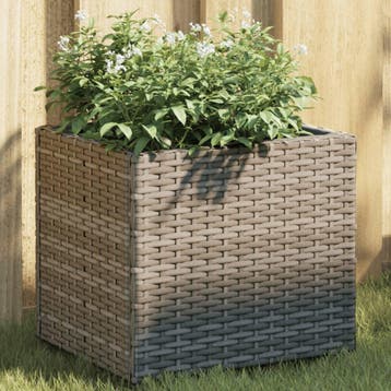 vidaXL Plantenbak 36x30x32 cm poly rattan grijs, Verzenden, Nieuw