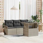 vidaXL Tuin Sofa Set met kussen 5 pcs Lichtgrijs poly rattan, Verzenden, Nieuw, Rotan