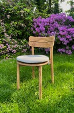 Tuinstoel | Massief teakhout | Incl. kussen | Stapelbaar |, Tuin en Terras, Ophalen of Verzenden, Nieuw, Teakhout, Stapelbaar