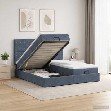 vidaXL Ottoman bed met matras met hoofdeinde 2 st, Verzenden, Nieuw, Stof