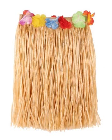 Hawaii rok naturel 60 cm met bloemen, Kleding | Dames, Carnavalskleding en Feestkleding, Ophalen of Verzenden, Nieuw