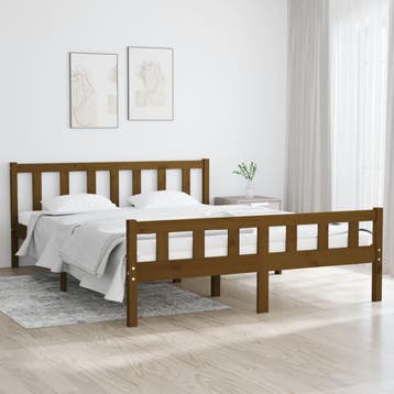 vidaXL Bedframe massief hout honingbruin 120x200 cm, Bruin, Verzenden, Nieuw, Twijfelaar