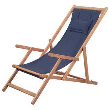 vidaXL Opklapbare stoel met stoffen bekleding en houten, Tuin en Terras, Tuinstoelen, Verzenden, Nieuw