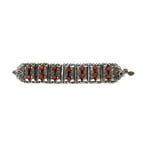 Armband - Zilver - Filigrain - Met bloedkoraal - 19 cm., Nieuw