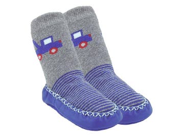 Baby Slofjes - Jongens Pantoffels - Grijs-Blauw, Verzenden, Nieuw