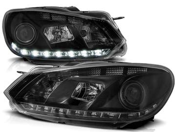 Koplampen VW Golf VI Devil Eyes DRL look zwart, Ophalen of Verzenden, Nieuw