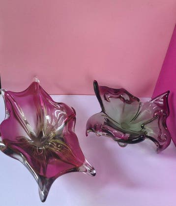 Vaas (2) - Glas - Set van 2 sierschalen