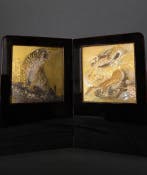 Japanse vouwscreen “Dragon & Tiger” – Lakstijl Bybu, gouden