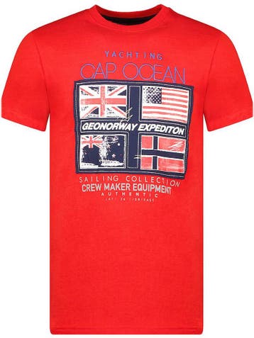 T-shirt Ronde Hals Rood Cap Ocean Print Geographical Norway, Verzenden, Nieuw, Rood