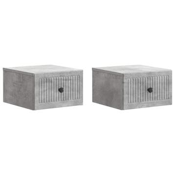 vidaXL Wandbeugel Bedkast met lade 2 pcs Betongrijs 33 x, Minder dan 45 cm, Verzenden, Nieuw, Minder dan 55 cm